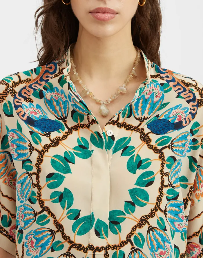 La Doublej Estelle Blouse Eve Ecru In Crepe De Chine Women Shirts and Tops