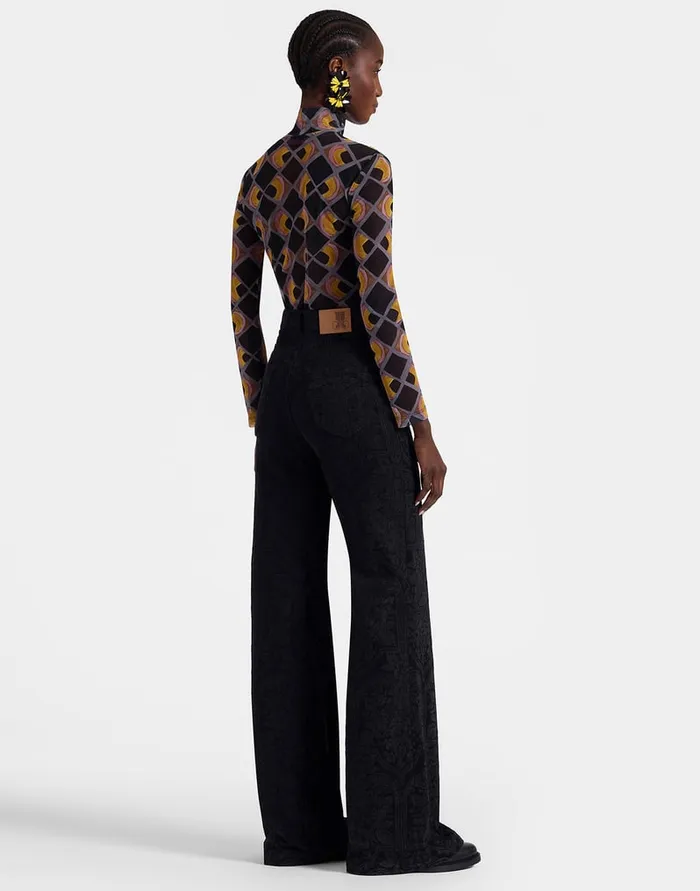 La Doublej Flare Jeans Corte Black In Denim Women Shorts and Pants