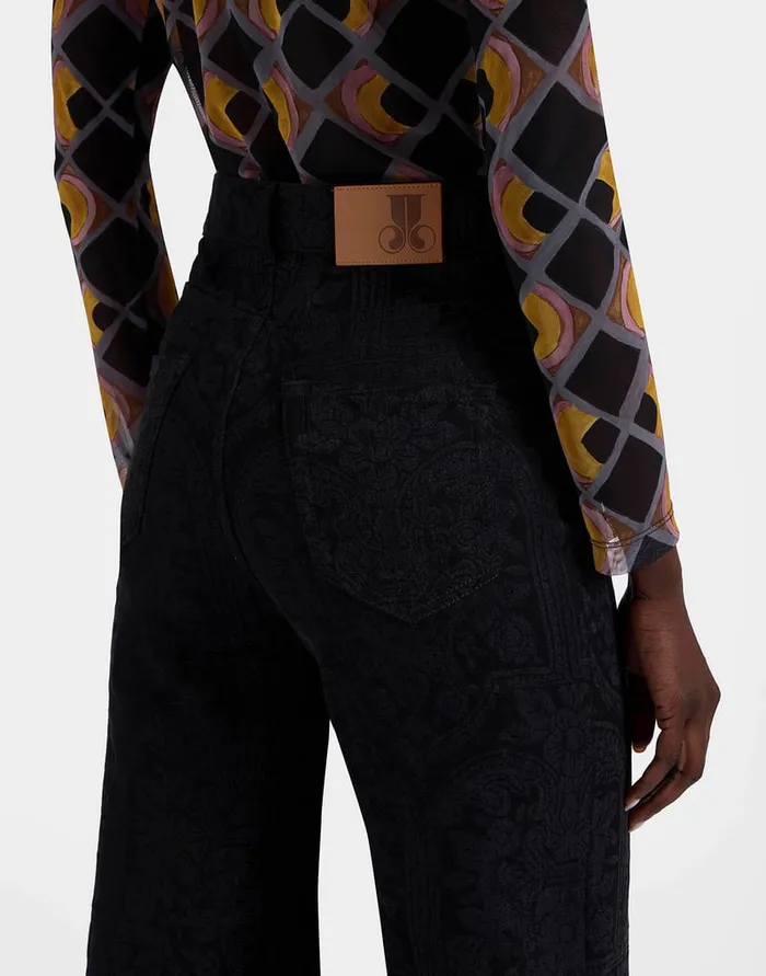 La Doublej Flare Jeans Corte Black In Denim Women Shorts and Pants