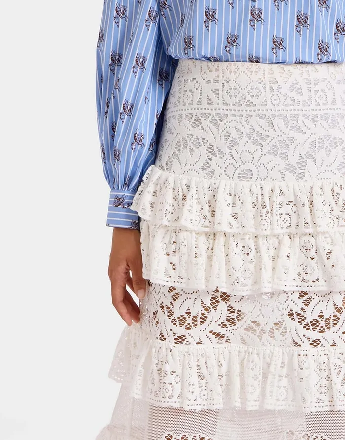 La Doublej Footloose Lacey Skirt White In Cotton Lace Women Skirts