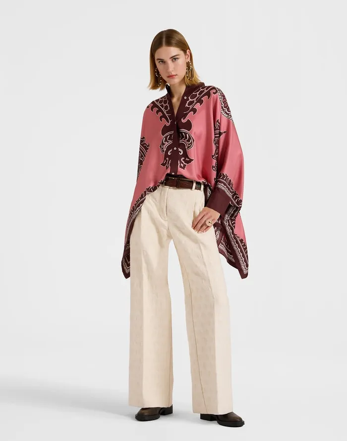 La Doublej Foulard Shirt Oltrarno Place Pink In Silk Twill Women Party Dressing