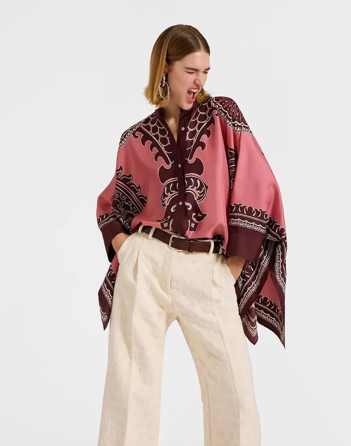 La Doublej Foulard Shirt Oltrarno Place Pink In Silk Twill Women Party Dressing