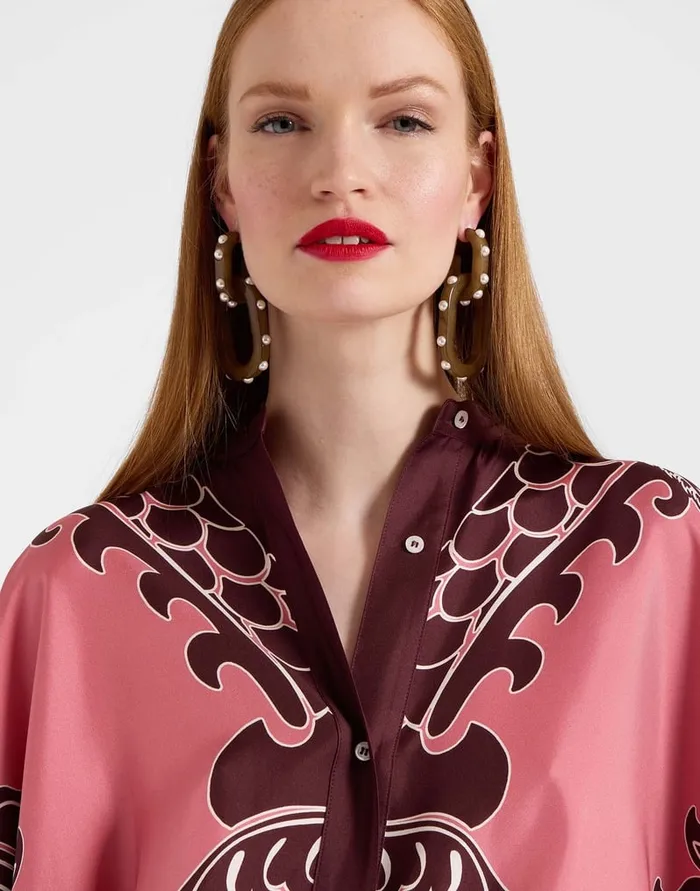 La Doublej Foulard Shirt Oltrarno Place Pink In Silk Twill Women Party Dressing