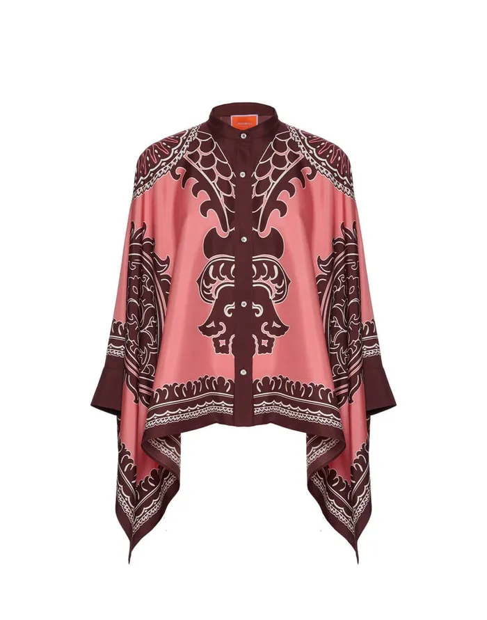 La Doublej Foulard Shirt Oltrarno Place Pink In Silk Twill Women Party Dressing