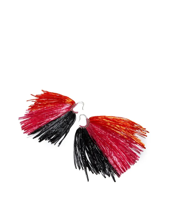 La Doublej Fringe Earrings Multicolor RosaArancioNero In Raffia Women Jewelry
