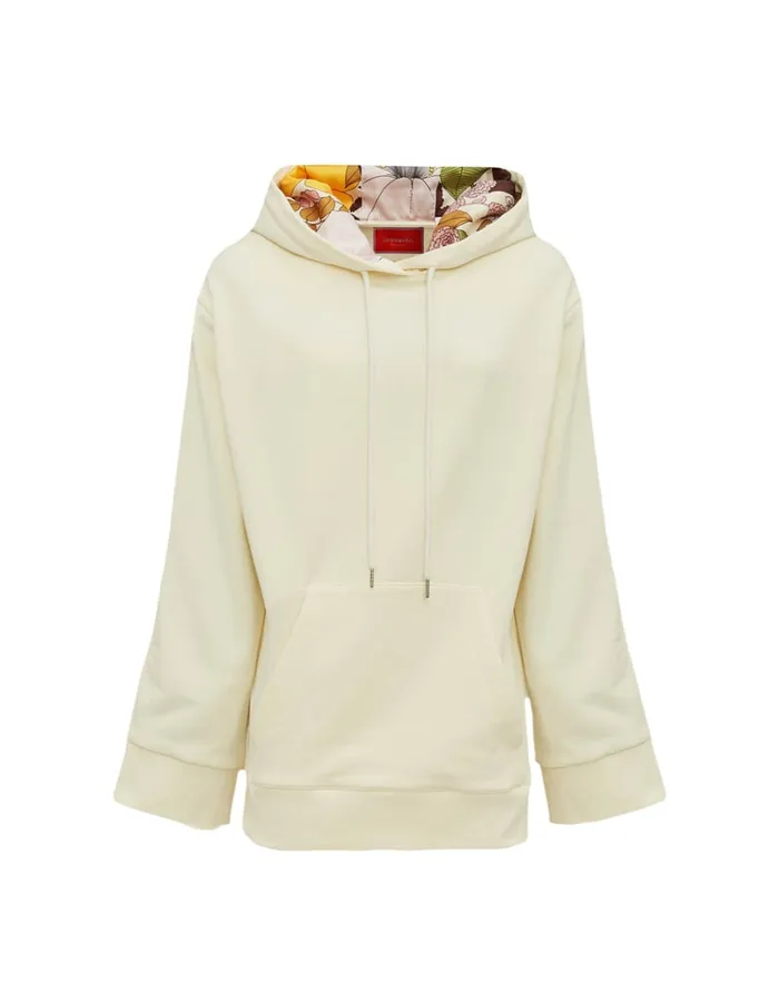 La Doublej Girlfriend Hoodie Solid Ivory In Jersey Women TShirts and Sweatshirts