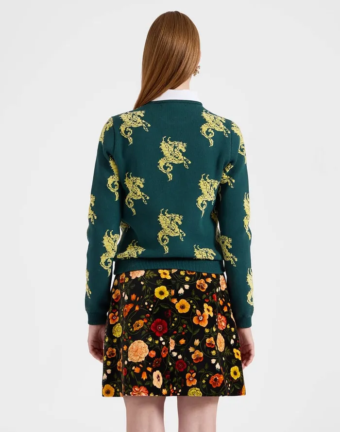 La Doublej Gryphos Sweater Dark Green In Fleece Jacquard Women Knitwear