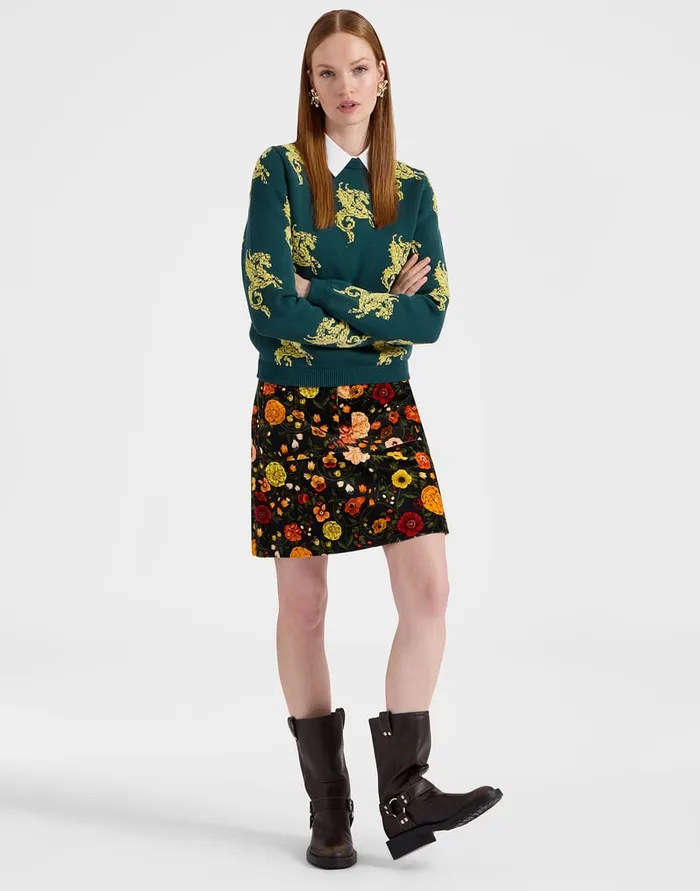 La Doublej Gryphos Sweater Dark Green In Fleece Jacquard Women Knitwear