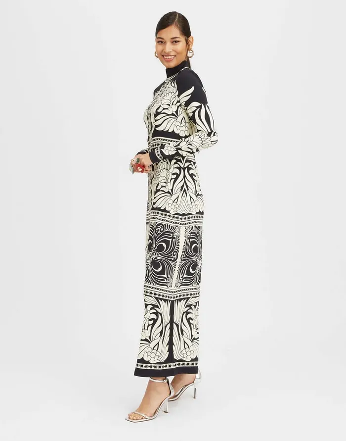 La Doublej Halle Dress Mix Tiles Place Black In Envers Satin Women Dresses