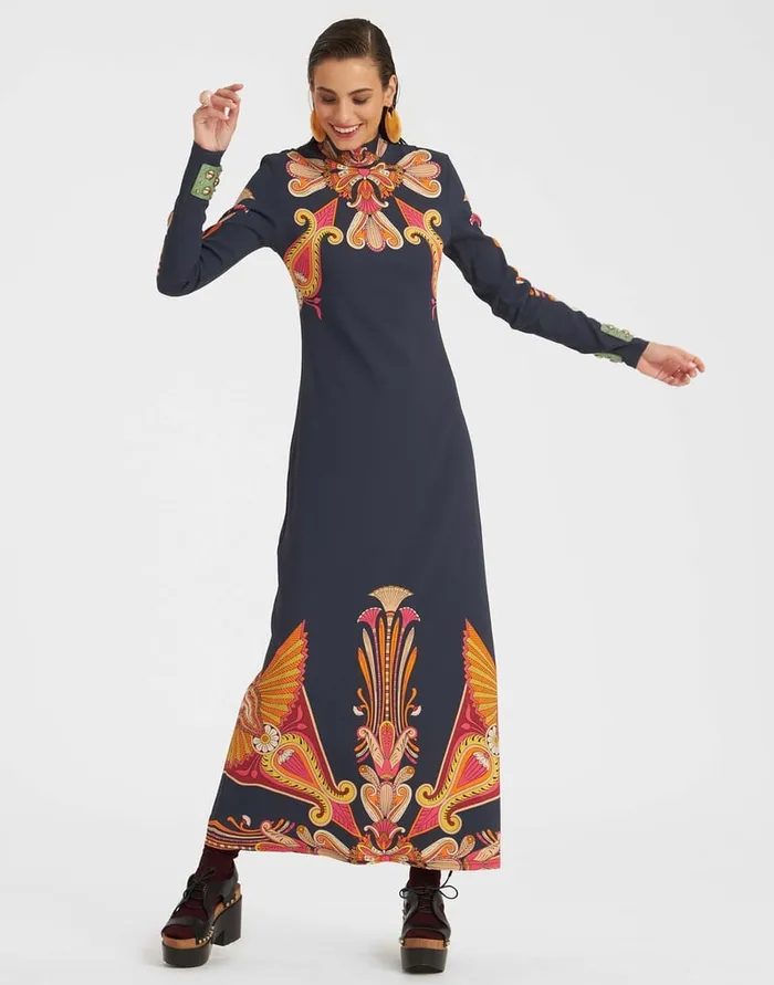 La Doublej Halle Dress Totem Place Blue In Envers Satin Women Dresses