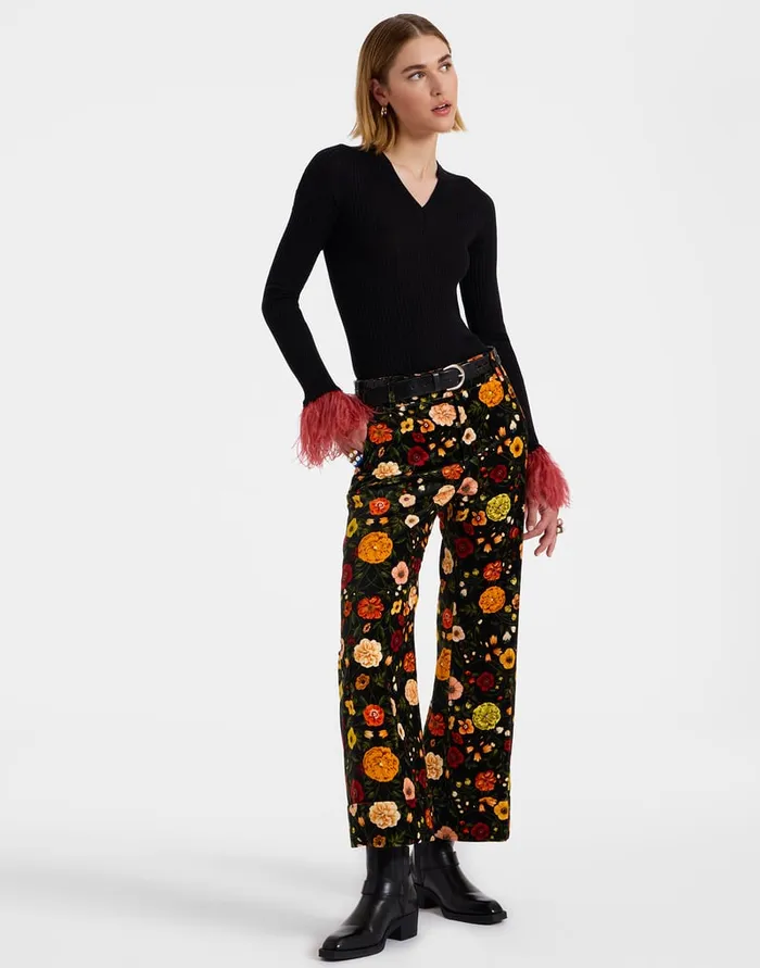 La Doublej Hendrix Pants Botticelli Black In Cotton Velvet Women Shorts and Pants