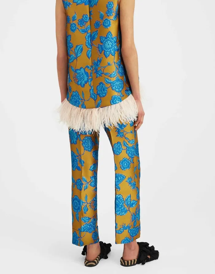 La Doublej Hendrix Pants Hottie Turquoise In Jacquard Women Shorts and Pants
