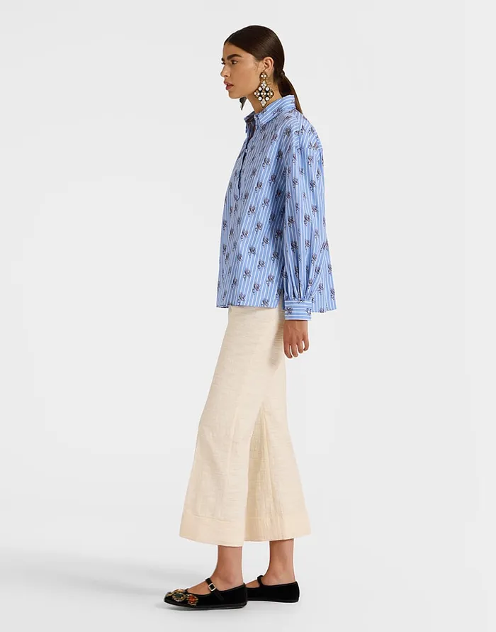 La Doublej Hendrix Pants Solid Cream In Shot Cotton Women Shorts and Pants