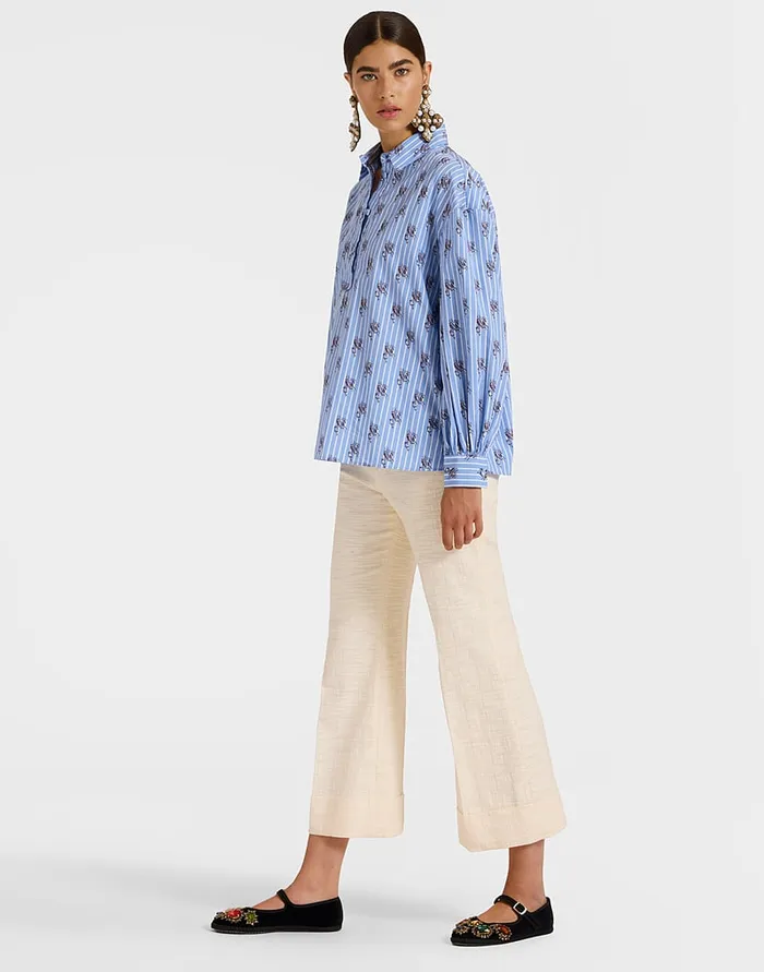 La Doublej Hendrix Pants Solid Cream In Shot Cotton Women Shorts and Pants