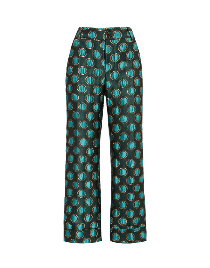 La Doublej Hendrix Pants Winter Sun Emerald In Jacquard Women Shorts and Pants