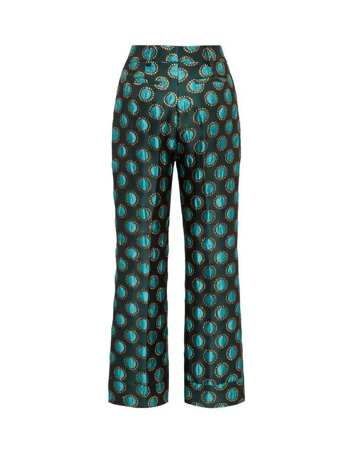 La Doublej Hendrix Pants Winter Sun Emerald In Jacquard Women Shorts and Pants