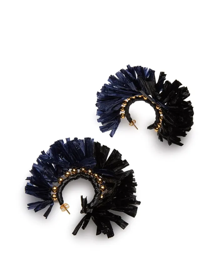 La Doublej Hoop Earrings Multicolor BluNero In Raffia Women Jewelry