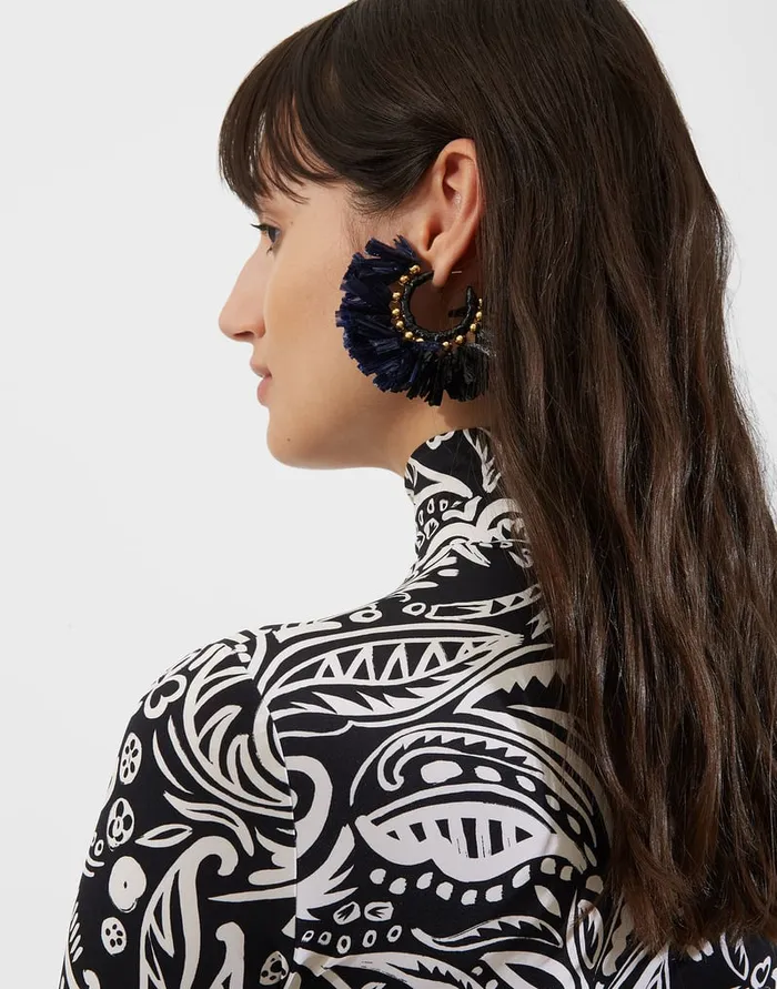 La Doublej Hoop Earrings Multicolor BluNero In Raffia Women Jewelry