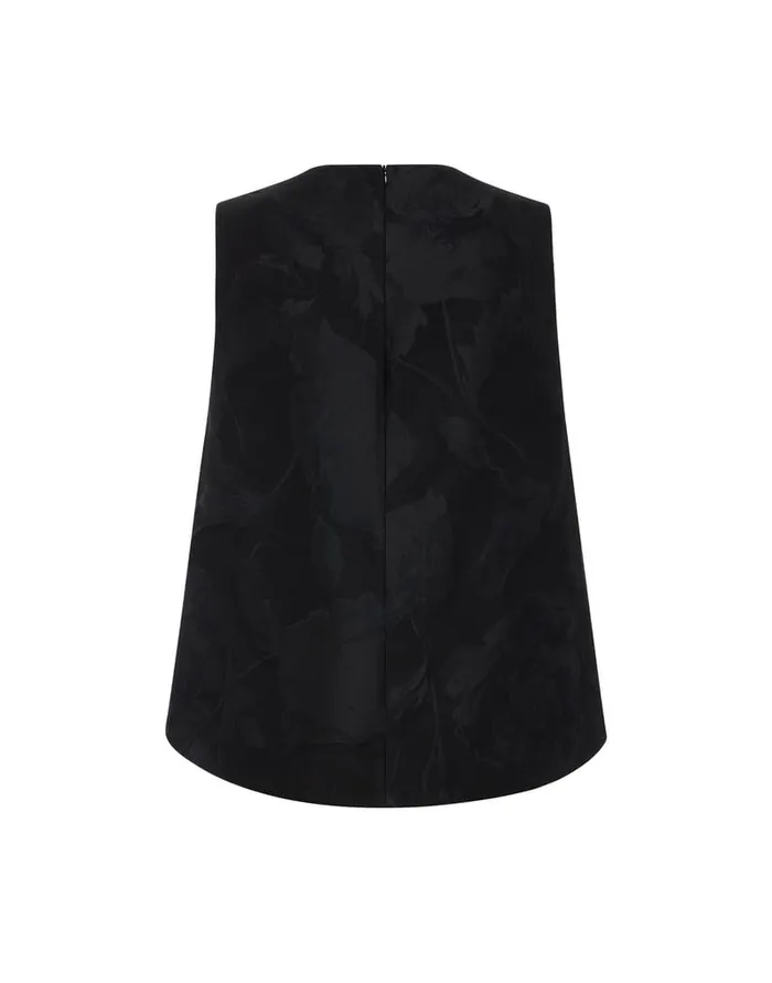 La Doublej La Scala Top Sylph Black In Jacquard Embroidered Women Shirts and Tops