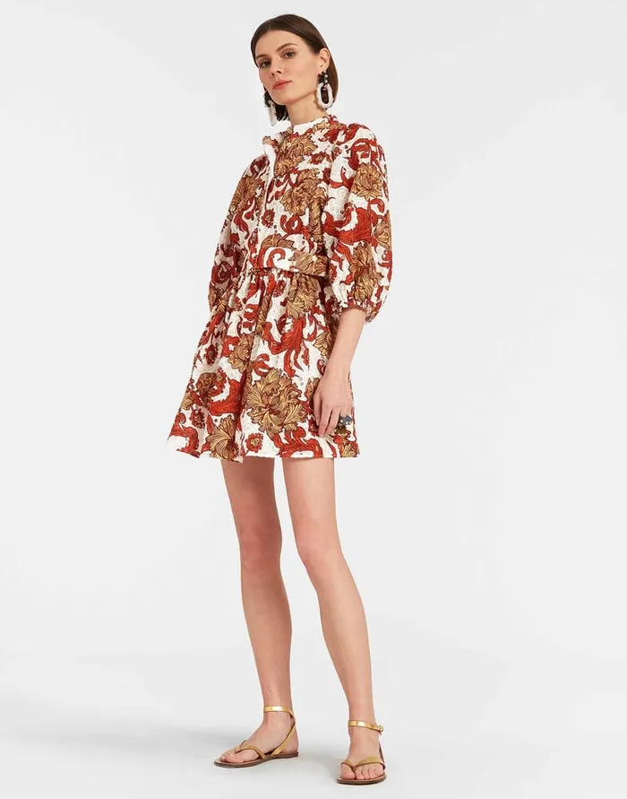 La Doublej Mini Portofino Dress Reef White In Printed Lace Women Dresses
