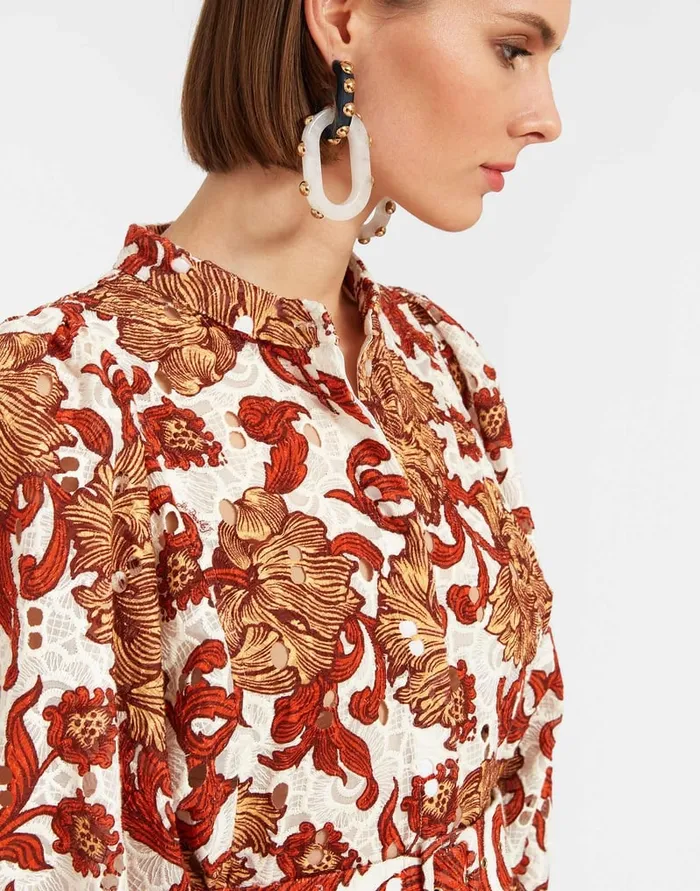 La Doublej Mini Portofino Dress Reef White In Printed Lace Women Dresses