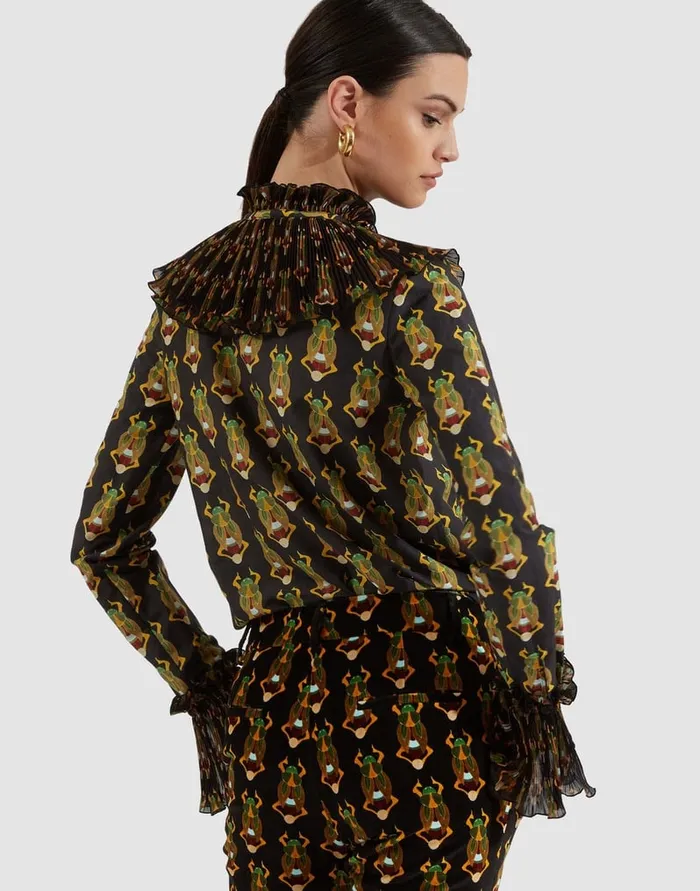 La Doublej Nefertiti Shirt Scarab Black In Silk Voile Women Shirts and Tops