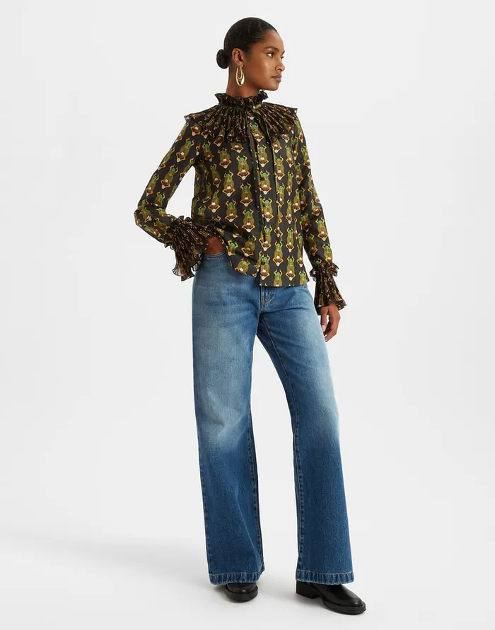 La Doublej Nefertiti Shirt Scarab Black In Silk Voile Women Shirts and Tops