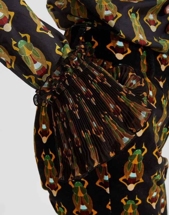 La Doublej Nefertiti Shirt Scarab Black In Silk Voile Women Shirts and Tops