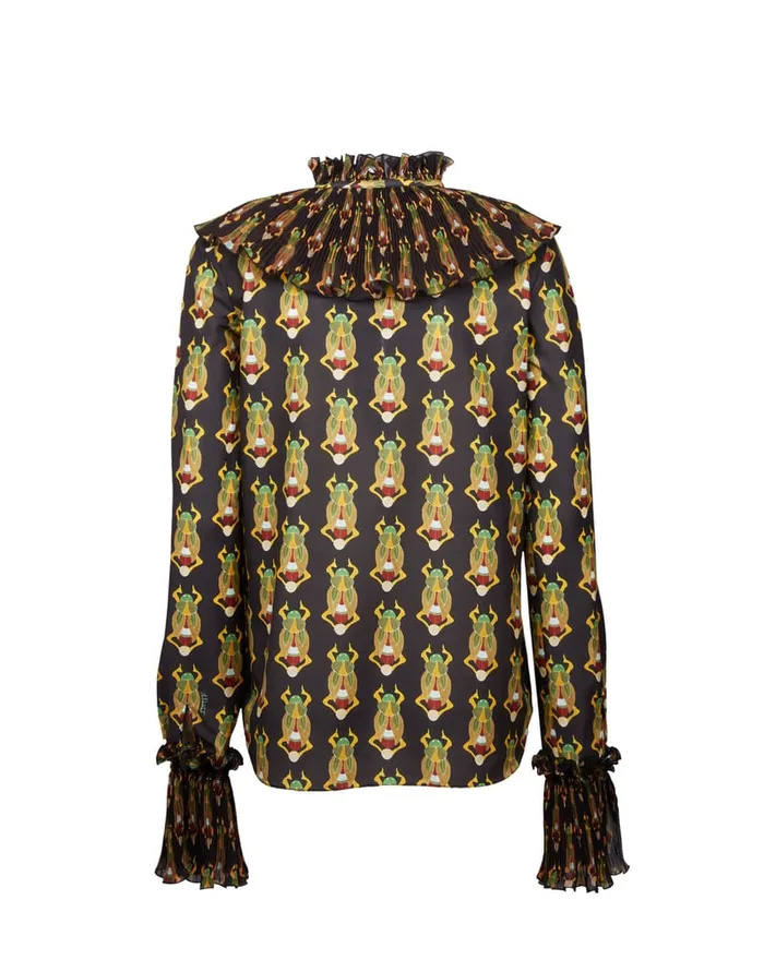 La Doublej Nefertiti Shirt Scarab Black In Silk Voile Women Shirts and Tops