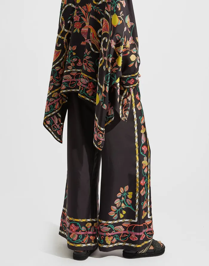 La Doublej Palazzo Pants Borboni Place Nero In Twill Silk Women Shorts and Pants
