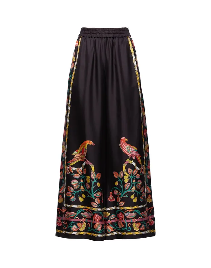 La Doublej Palazzo Pants Borboni Place Nero In Twill Silk Women Shorts and Pants