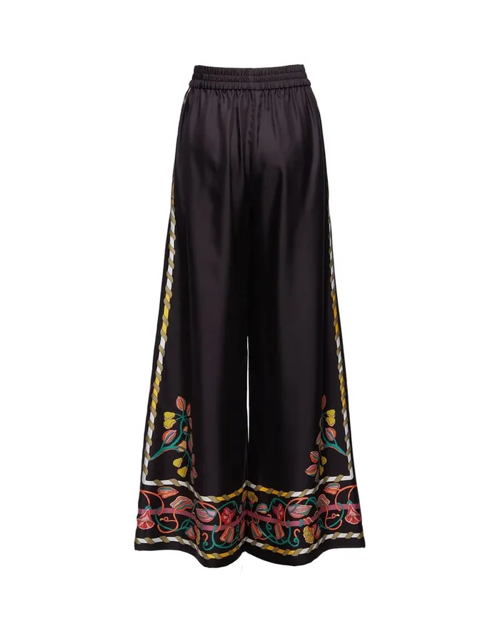 La Doublej Palazzo Pants Borboni Place Nero In Twill Silk Women Shorts and Pants