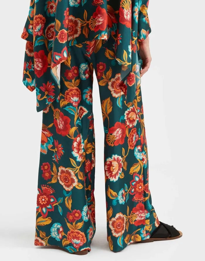 La Doublej Palazzo Pants Hottie Emerald In Silk Twill Women Party Dressing