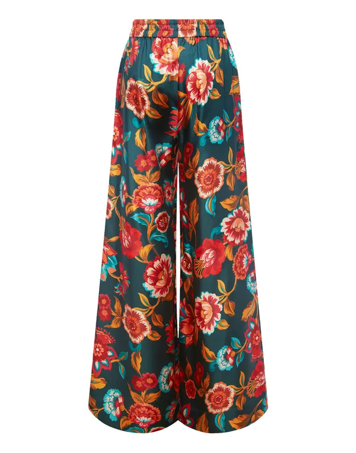 La Doublej Palazzo Pants Hottie Emerald In Silk Twill Women Party Dressing
