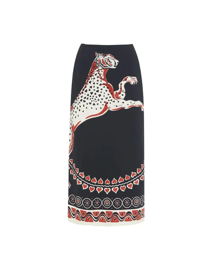 La Doublej Pencil Skirt Gattopardo Place Black In Envers Satin Women Skirts