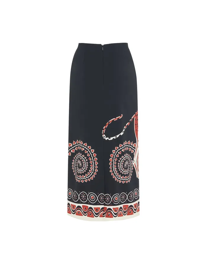 La Doublej Pencil Skirt Gattopardo Place Black In Envers Satin Women Skirts