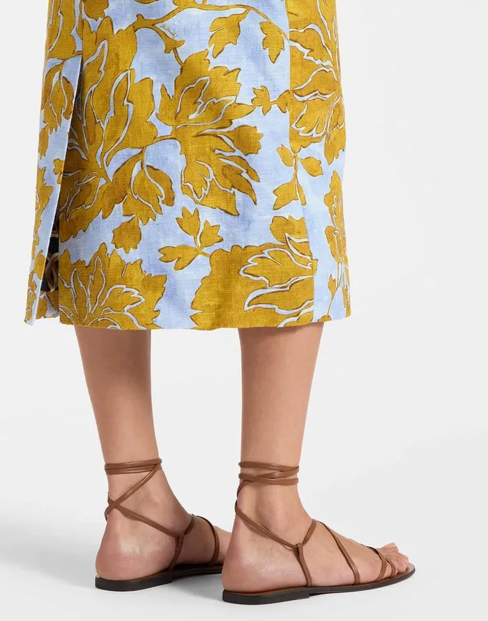 La Doublej Pencil Skirt Tangle Light Blue In Shot Cotton Women Skirts