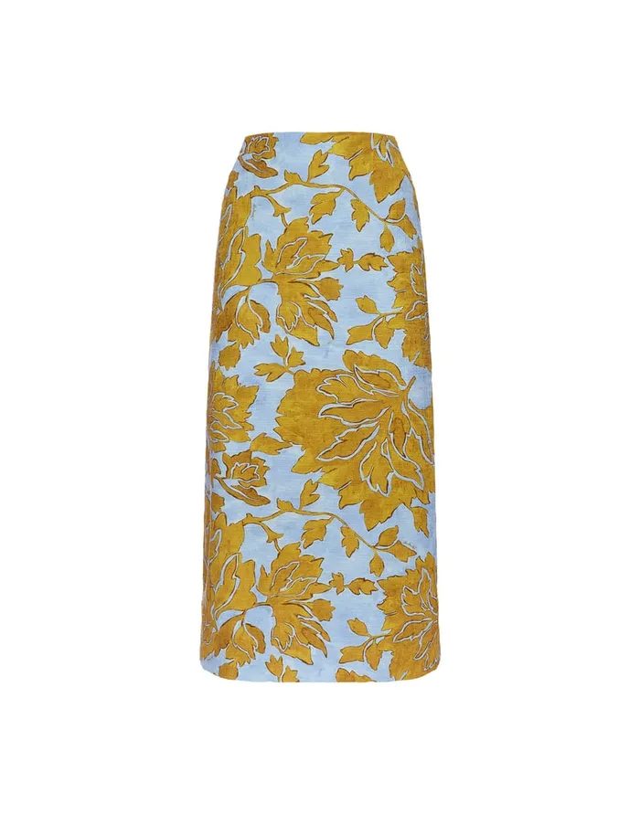 La Doublej Pencil Skirt Tangle Light Blue In Shot Cotton Women Skirts