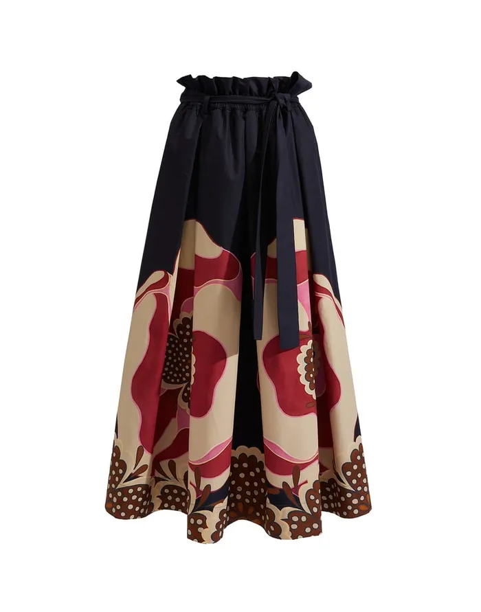 La Doublej Sardegna Skirt Poppies Fuxia Place In Popeline Cotton Women Skirts