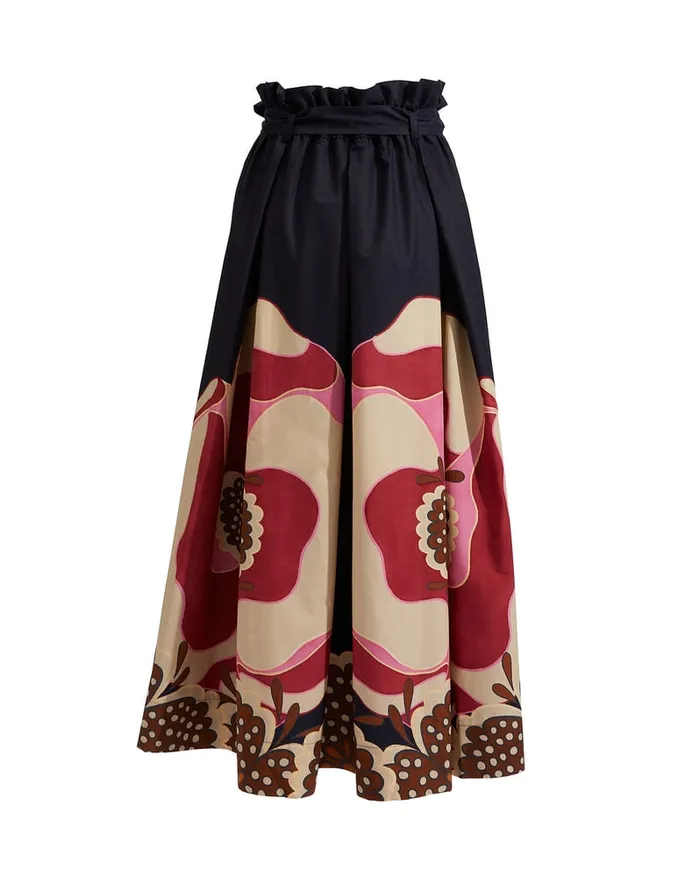 La Doublej Sardegna Skirt Poppies Fuxia Place In Popeline Cotton Women Skirts