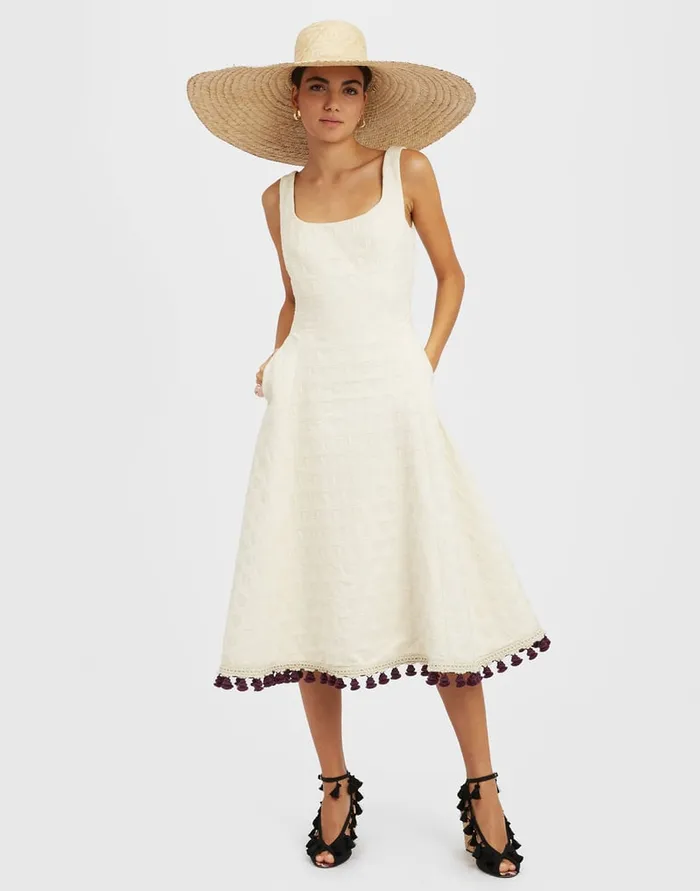 La Doublej Sophia Dress Embroidered Creamy In Jacquard Women Dresses
