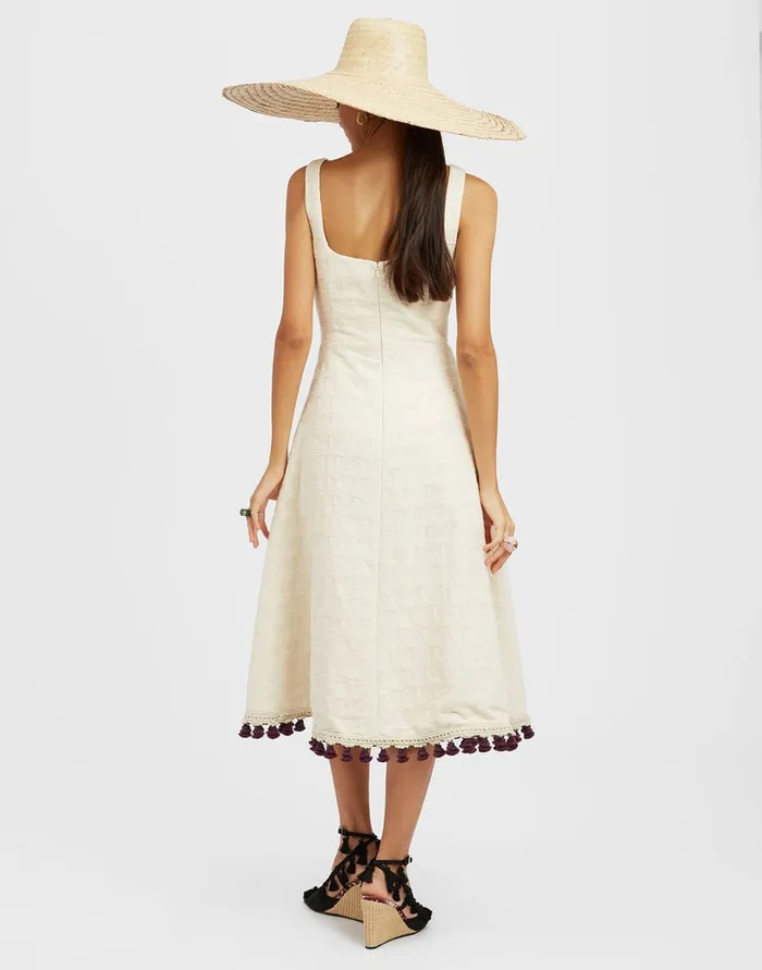 La Doublej Sophia Dress Embroidered Creamy In Jacquard Women Dresses