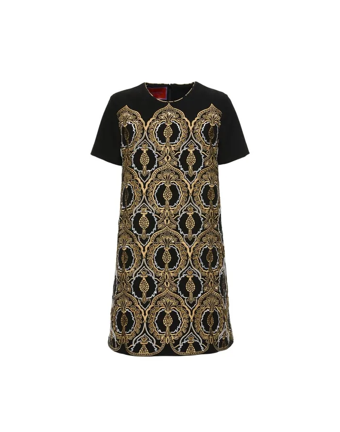 La Doublej Super Mini Swing Dress Solid Black In Techno Cady Women Party Dressing