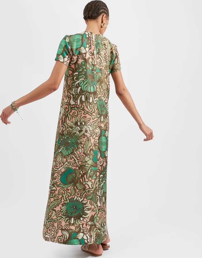 La Doublej Swing Dress Anemone Pink In Twill Silk Women Party Dressing