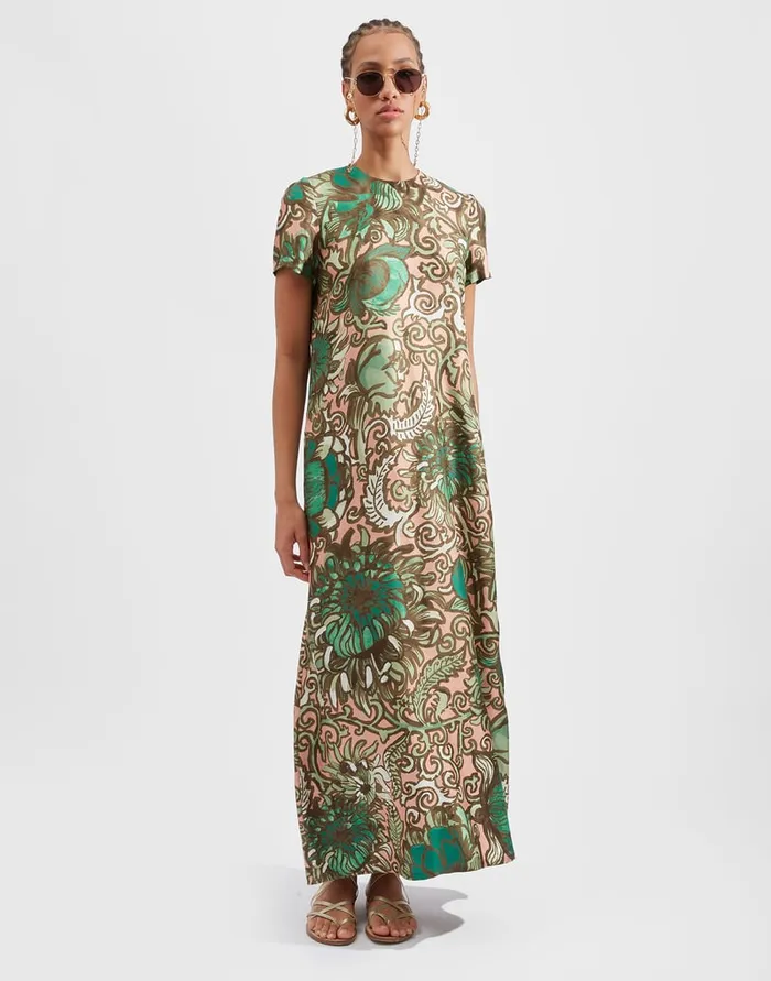La Doublej Swing Dress Anemone Pink In Twill Silk Women Party Dressing