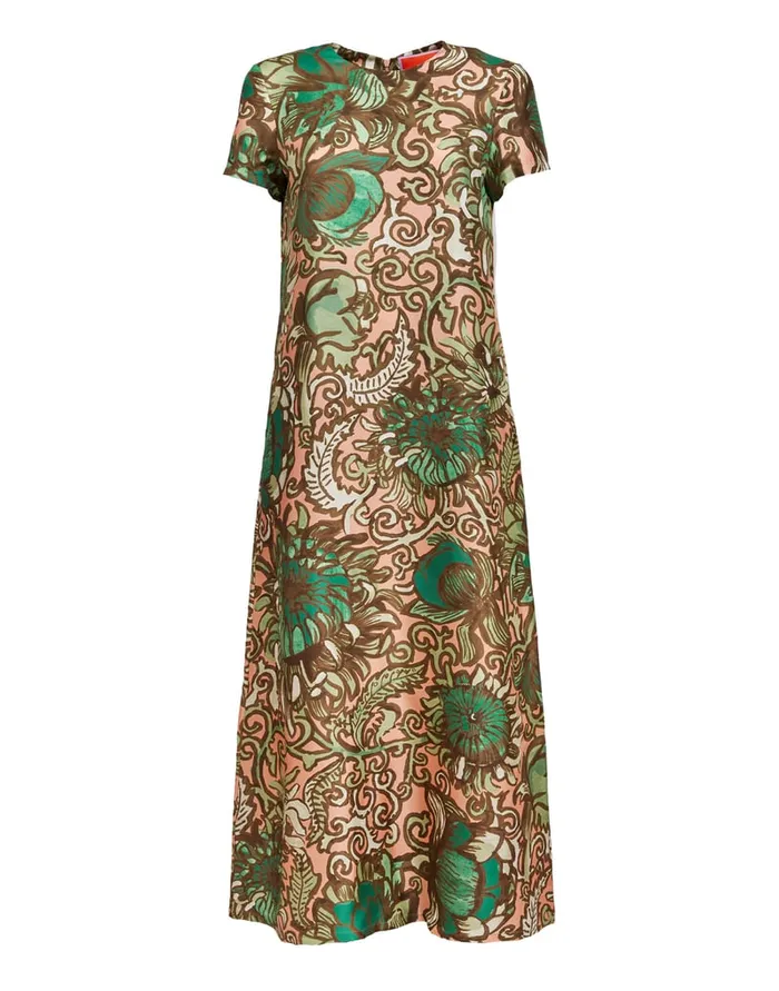 La Doublej Swing Dress Anemone Pink In Twill Silk Women Party Dressing