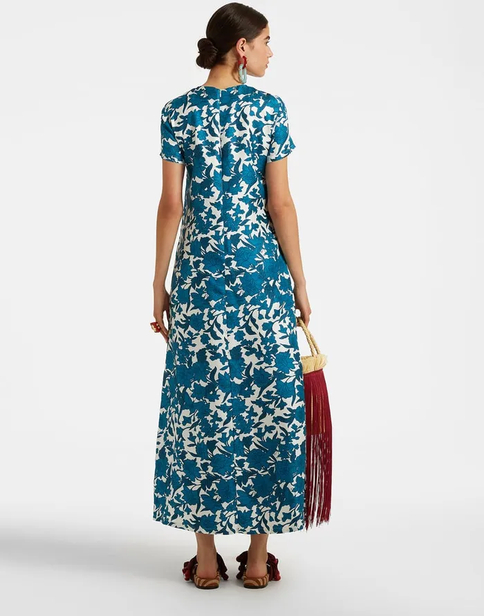 La Doublej Swing Dress Lilium Blu In Silk Women Dresses