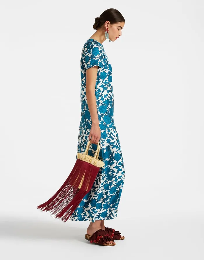 La Doublej Swing Dress Lilium Blu In Silk Women Dresses