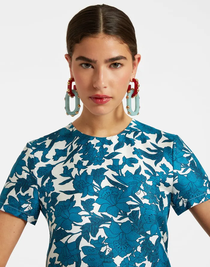 La Doublej Swing Dress Lilium Blu In Silk Women Dresses