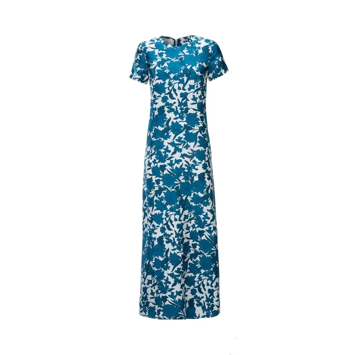 La Doublej Swing Dress Lilium Blu In Silk Women Dresses